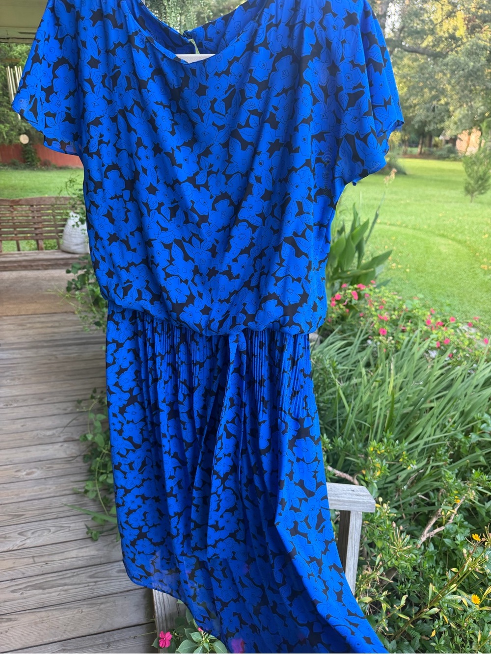 Bright Blue Floral Midi Dress - Picture 2 of 8